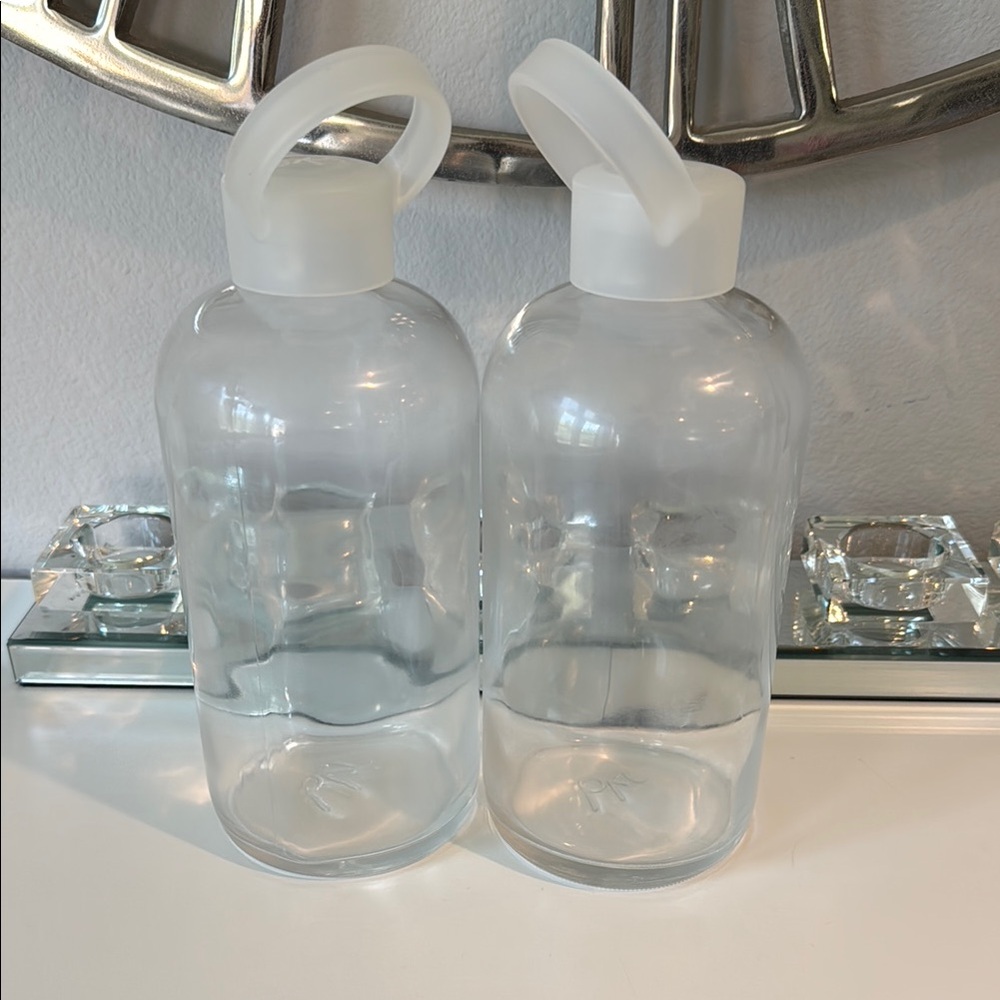 BKR 32oz big Glass Water Bottles with White Caps